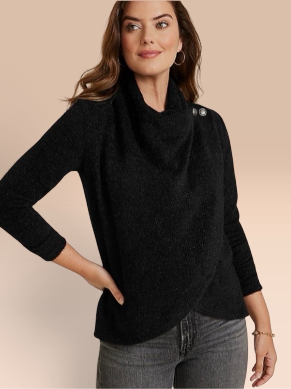 Maurices Black Sparkle Cowl Neck Cardigan XL NWT